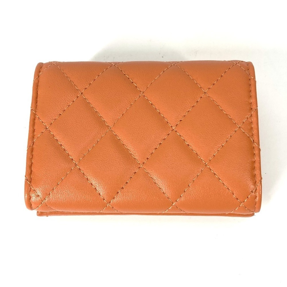 CHANEL Authentic Orange Lambskin Leather Logo Wallet - Picture 3 of 16